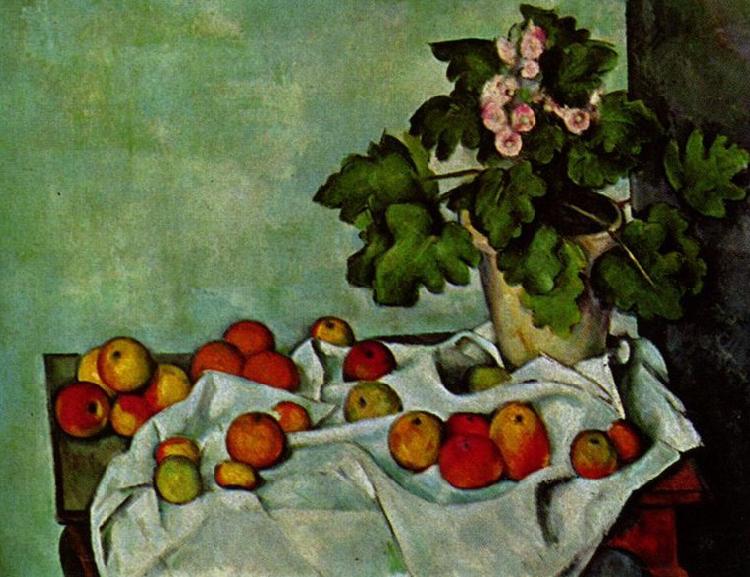 Paul Cezanne Stilleben, Geranienstock mit Fruchten oil painting image